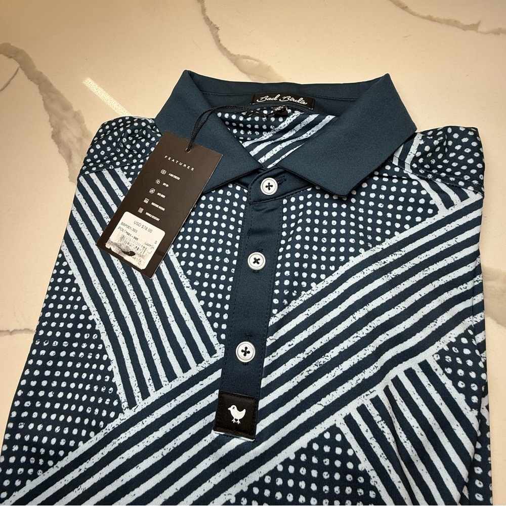 Bad‎ Birdie men’s retro bloomin polo golf size small UPF 50+ NWT